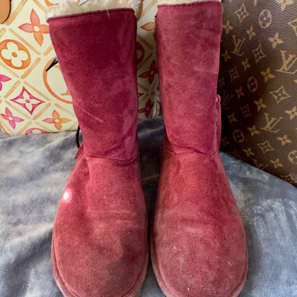 GUC BearPaw Women's Plush Lined Burgundy‎ Boots Size 9 - Picture 3 of 7